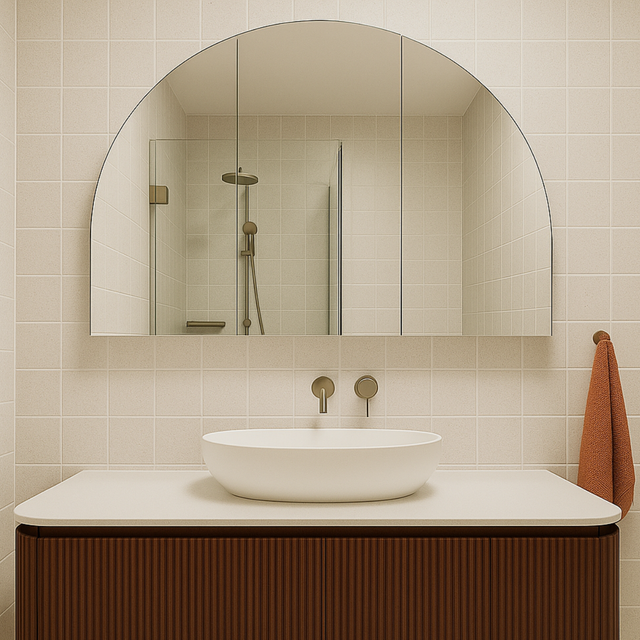 Half moon shaving cabinet