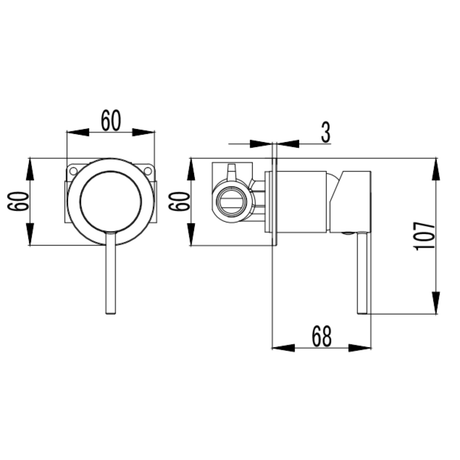 Hali Wall Mixer 60mm Cover Plate Drawing