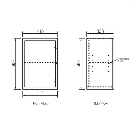 Hampshire Black Laundry Wall Cabinet (415x322x600) Drawing