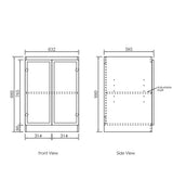 Hampshire White Laundry Base Cabinet (630mm)-Drawing