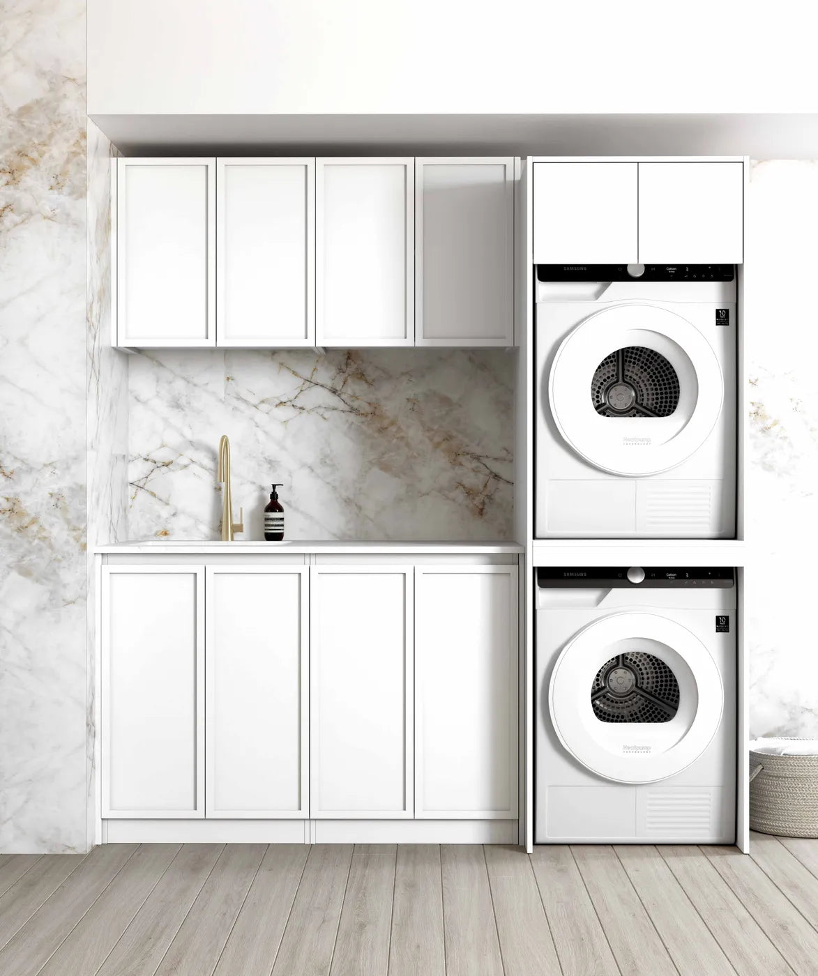 Hampshire White Laundry Cabinet Set 1960x600x2100 (Set C)