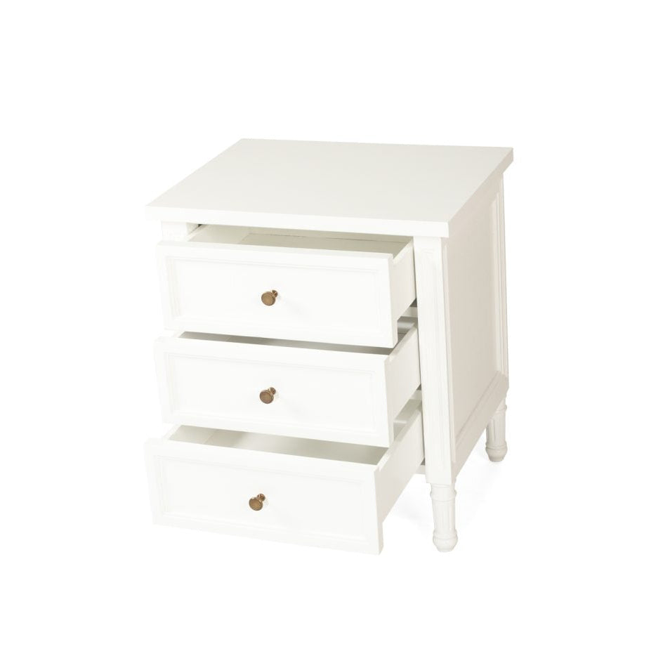 Hampton Cane Bedside Table – 3 Drawer – Whitley - 0.57m
