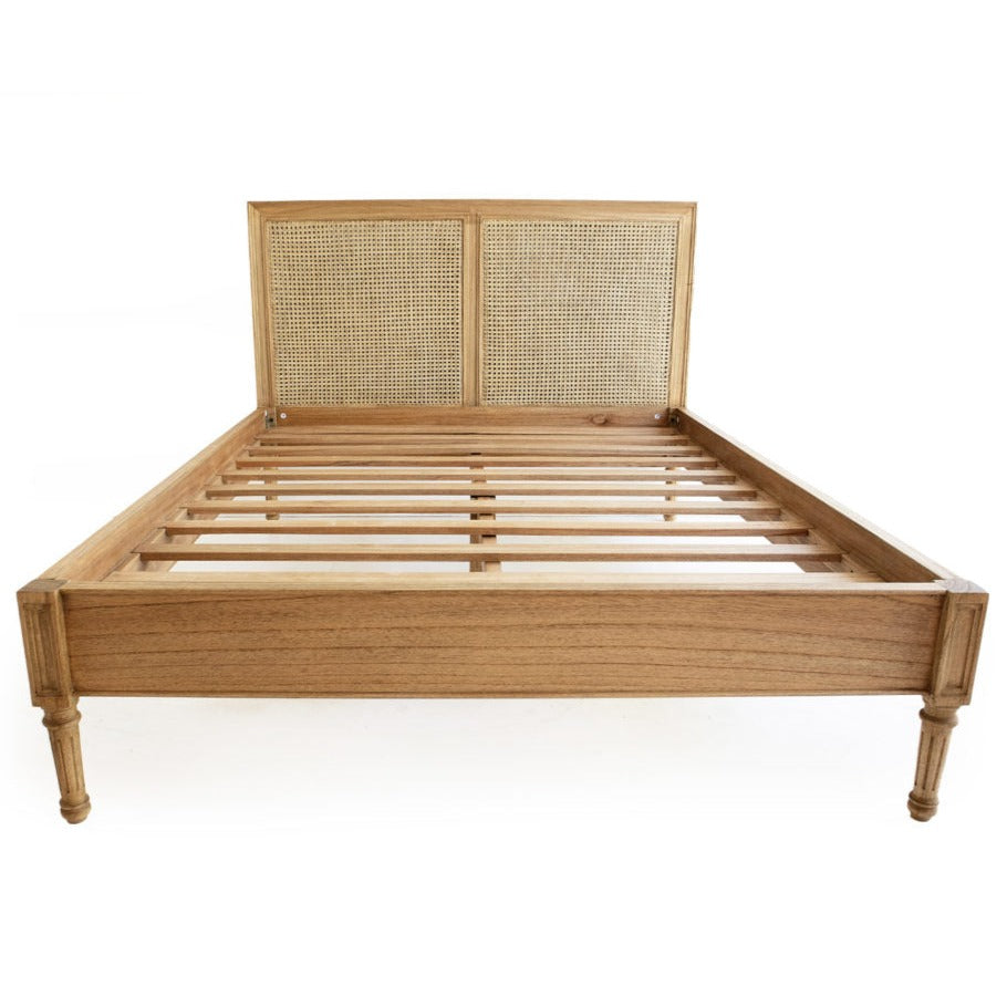 Hampton Cane Cedar Bed – Queen Size – Low End – Weathered Oak - 1.65m