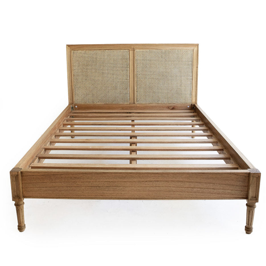 Hampton Cane Cedar Bed – Queen Size – Low End – Weathered Oak - 1.65m