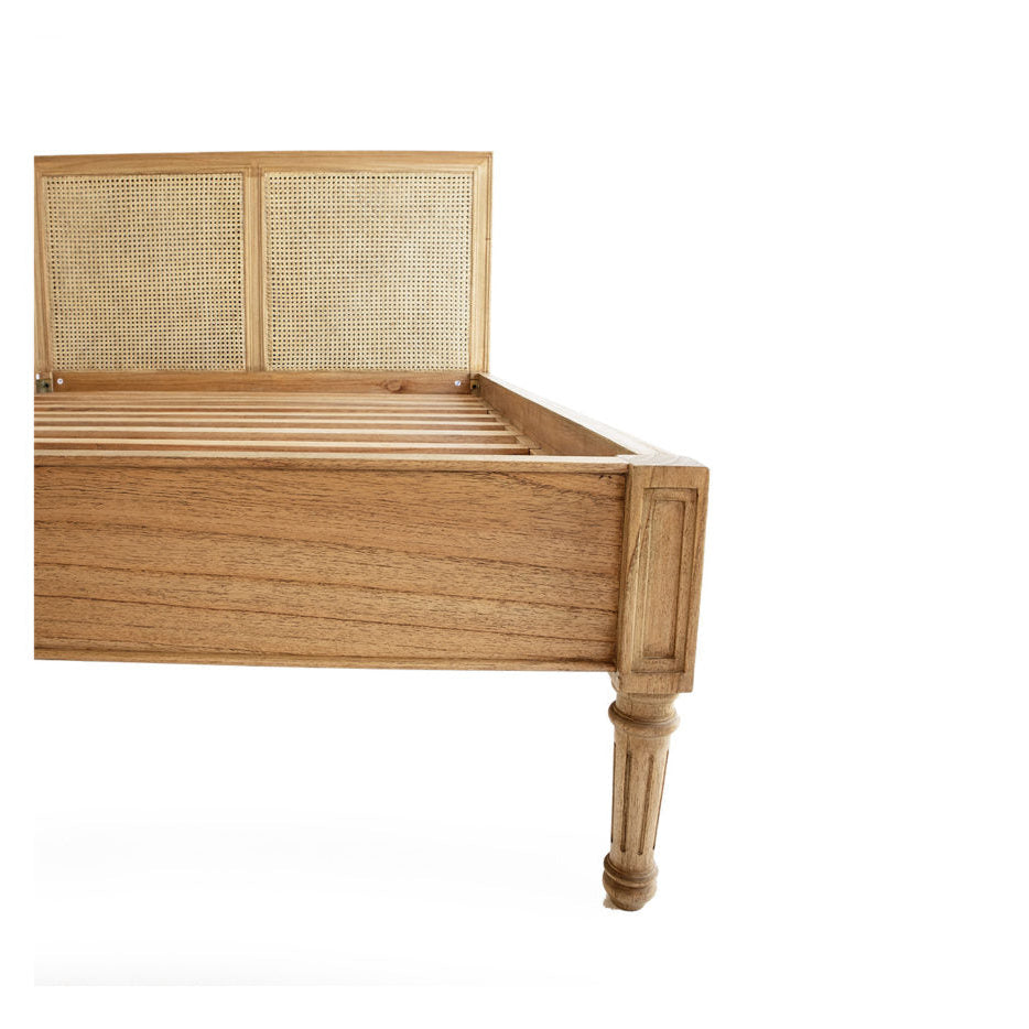 Hampton Cane Cedar Bed – Queen Size – Low End – Weathered Oak - 1.65m