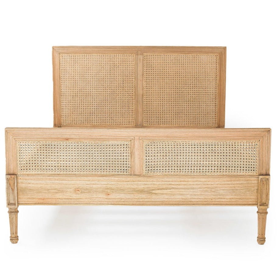 Hampton Cane Cedar Bed – Queen Size – Weathered Oak - 1.65m