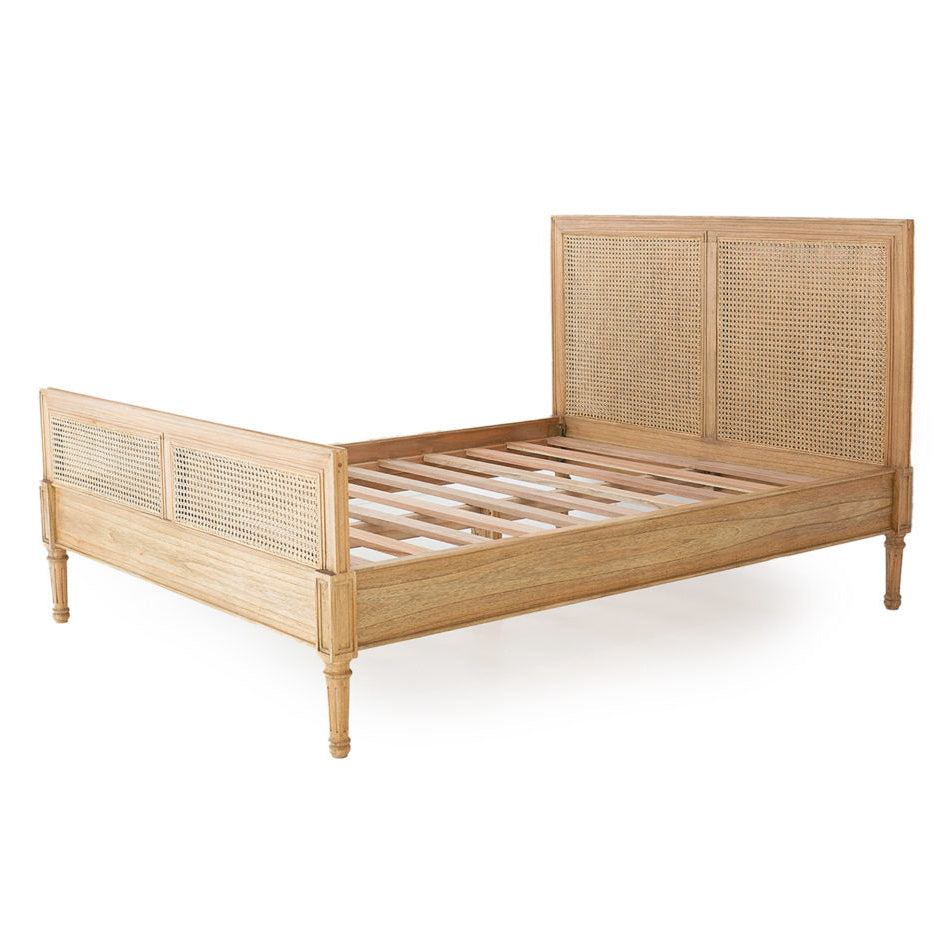 Hampton Cane Cedar Bed – Queen Size – Weathered Oak - 1.65m