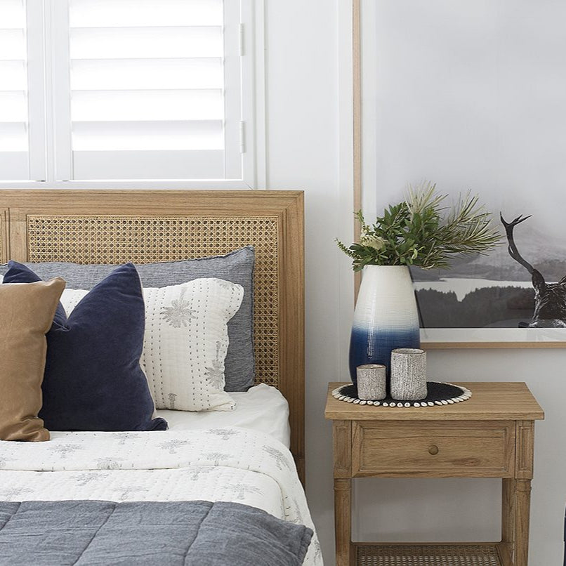 Hampton Cane Cedar Bedhead - Single - White - 1.3m