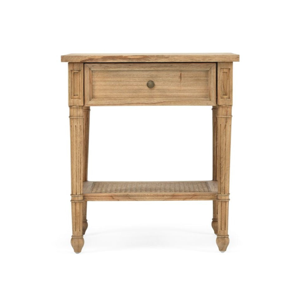 Hampton Cane Cedar Bedside Table – Weathered Oak - 0.57m