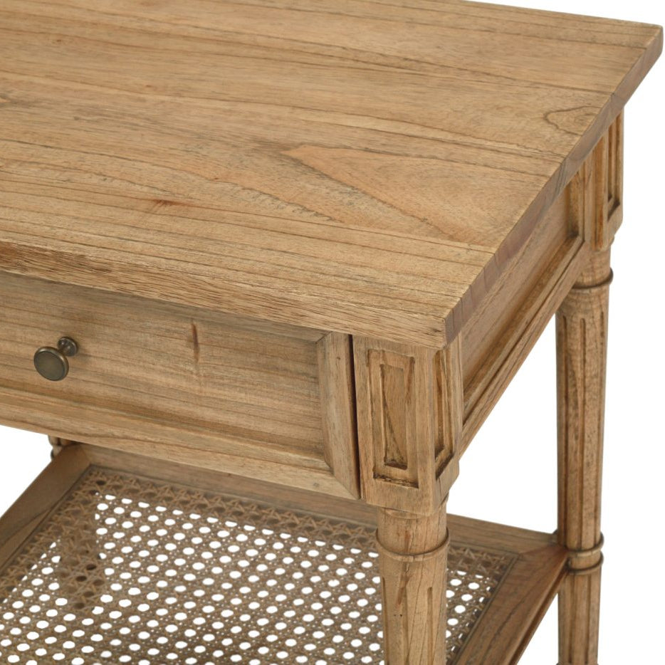 Hampton Cane Cedar Bedside Table – Weathered Oak - 0.57m