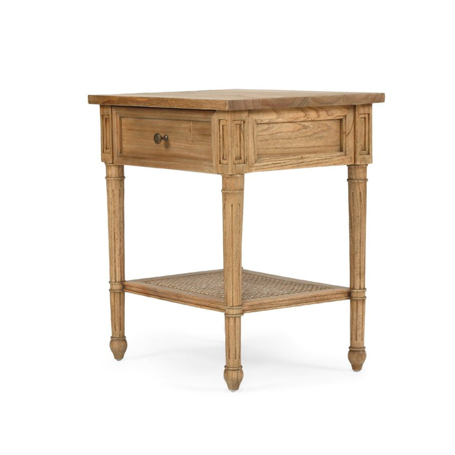 Hampton Cane Cedar Bedside Table – Weathered Oak - 0.57m