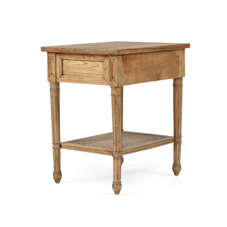 Hampton Cane Cedar Bedside Table – Weathered Oak - 0.57m