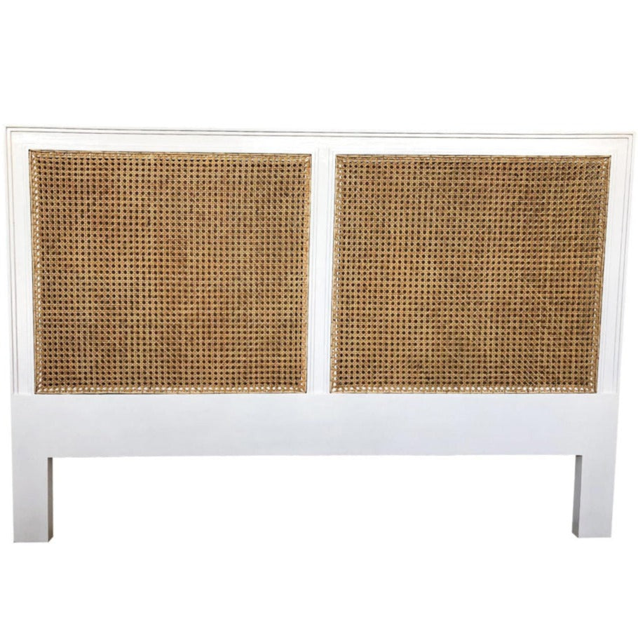 Hampton Cane Mahogany Bedhead - Queen - White - 1.22m