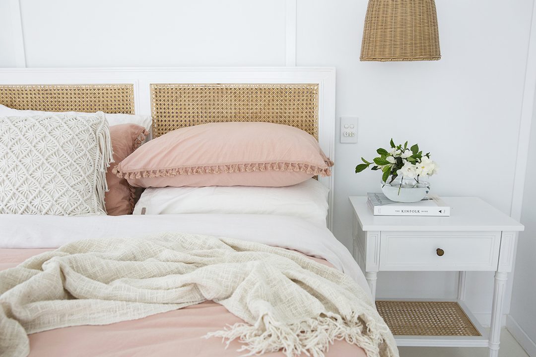 Hampton Cane Mahogany Bedhead - Queen - White - 1.22m