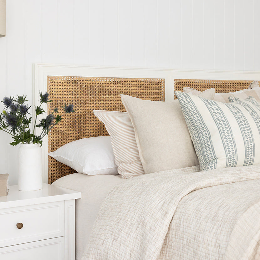 Hampton Cane Mahogany Bedhead - Queen - White - 1.22m
