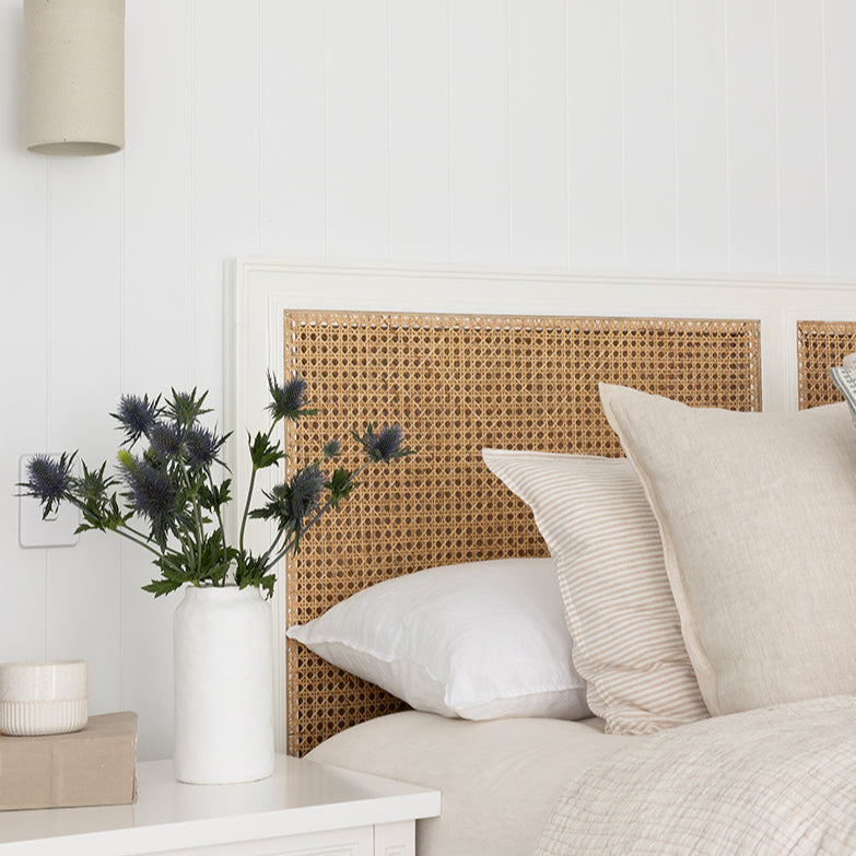Hampton Cane Mahogany Bedhead - Queen - White - 1.22m