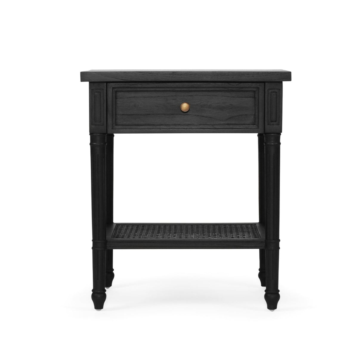 Hampton Cane Mindi Wood Bedside Table –  Black - 0.57m
