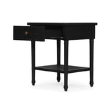 Hampton Cane Mindi Wood Bedside Table –  Black - 0.57m