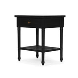 Hampton Cane Mindi Wood Bedside Table –  Black - 0.57m