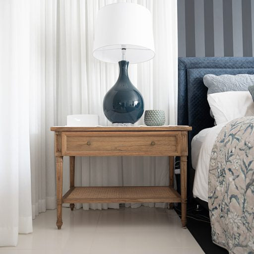 Hampton Cane Nightstand /  Bedside – Weathered Oak – 0.91m