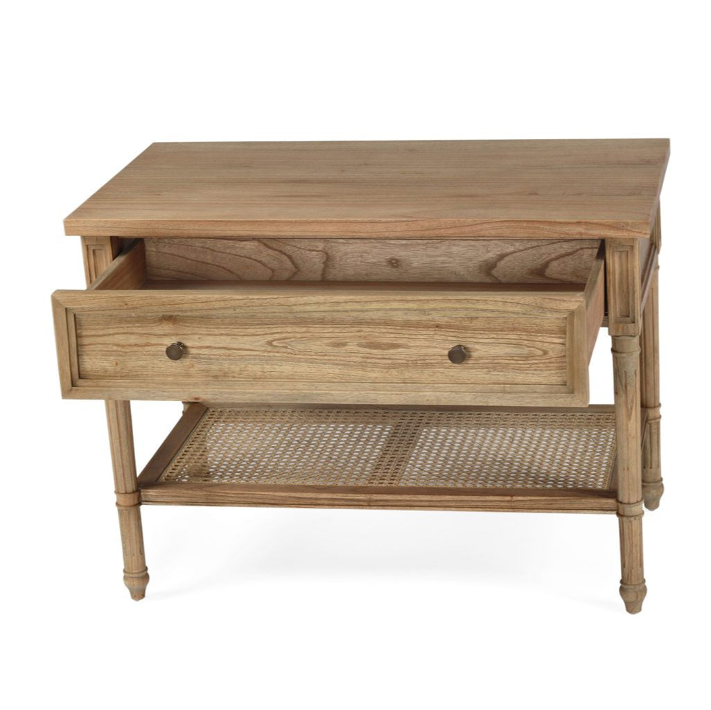 Hampton Cane Nightstand /  Bedside – Weathered Oak – 0.91m