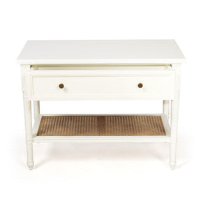 Hampton Cane Nightstand / Mahogany Bedside – White - 0.91m