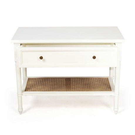 Hampton Cane Nightstand / Mahogany Bedside – White - 0.91m