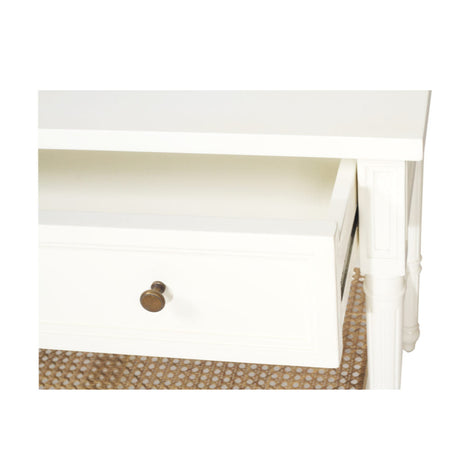 Hampton Cane Nightstand / Mahogany Bedside – White - 0.91m