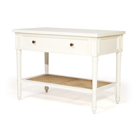 Hampton Cane Nightstand / Mahogany Bedside – White - 0.91m