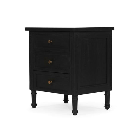 Hampton Cedar Bedside Table – 3 Drawer – Black - 0.57m