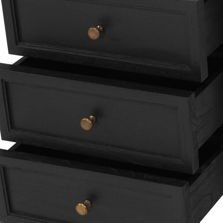 Hampton Cedar Bedside Table – 3 Drawer – Black - 0.57m