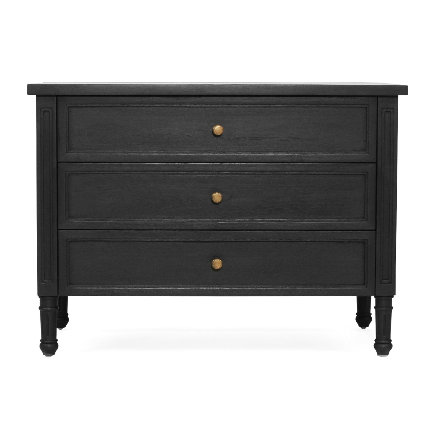 Hampton Cedar Bedside Table/ Nightstand – 3 Drawer – Black– 0.91m