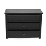 Hampton Cedar Bedside Table/ Nightstand – 3 Drawer – Black– 0.91m