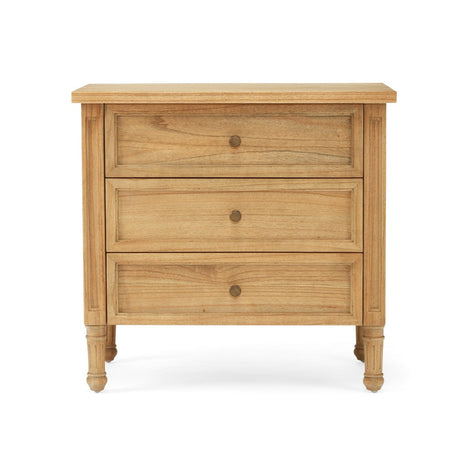 Hampton Cedar Bedside Table/ Nightstand – 3 Drawer – Weathered Oak – 0.7m