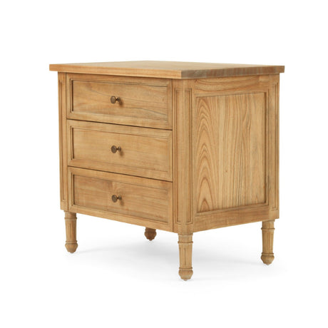 Hampton Cedar Bedside Table/ Nightstand – 3 Drawer – Weathered Oak – 0.7m