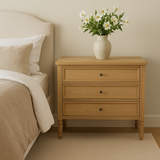 Hampton Cedar Bedside Table/ Nightstand – 3 Drawer – Weathered Oak – 0.91m