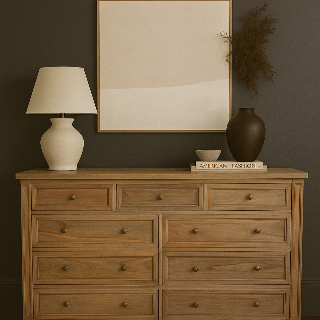 Hampton Dresser - Weathered Oak with Nine Drawers - 1.54m