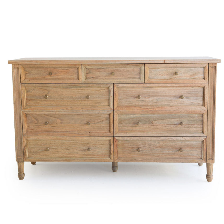 Hampton Dresser - Weathered Oak with Nine Drawers - 1.54m