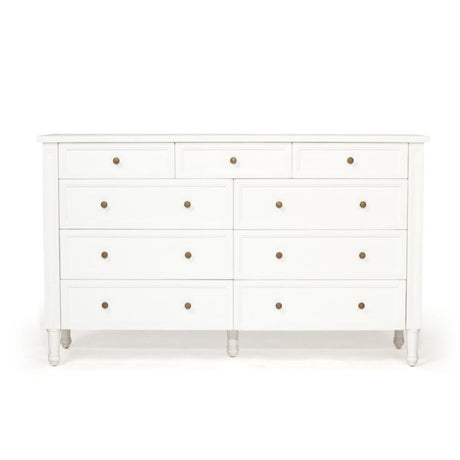 Hampton Dresser - Weathered Oak with Nine Drawers - 1.54m – White