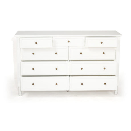 Hampton Dresser - Weathered Oak with Nine Drawers - 1.54m – White