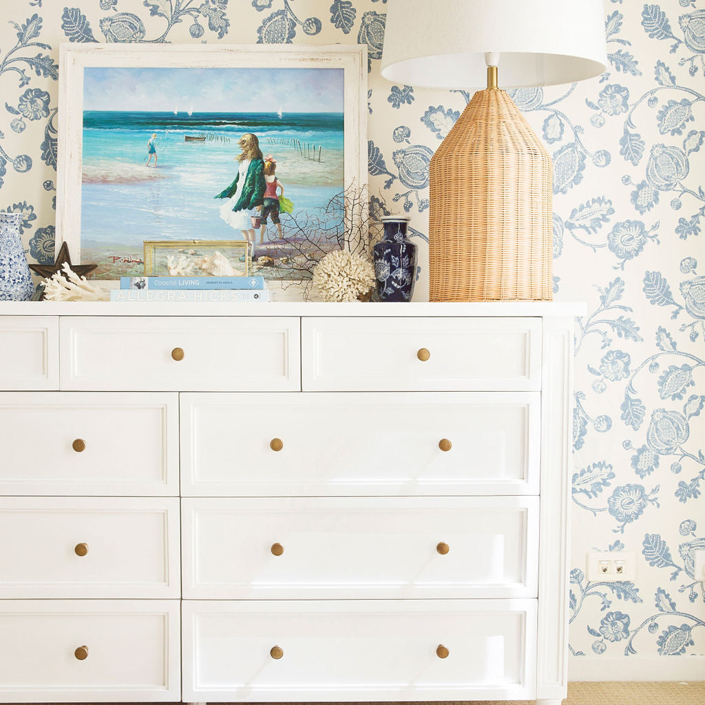 Hampton Dresser - Weathered Oak with Nine Drawers - 1.54m – White