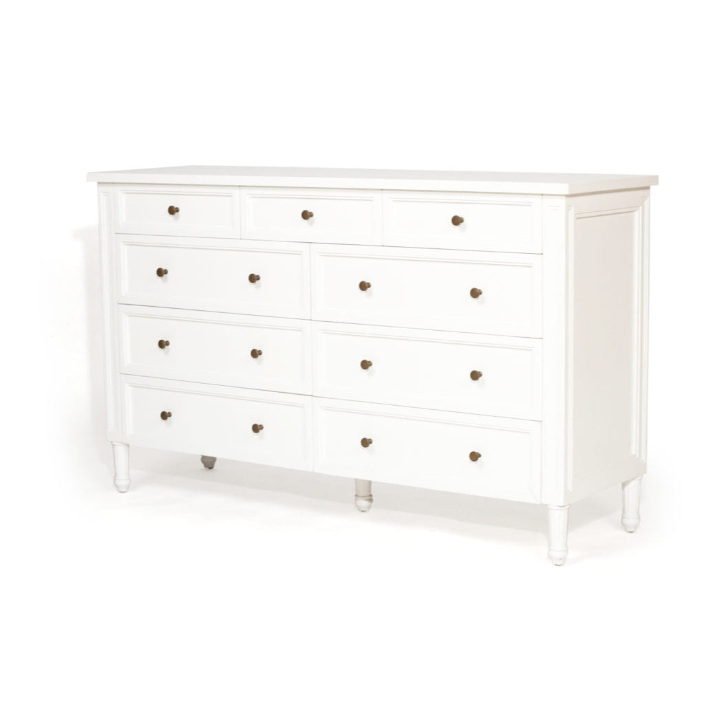 Hampton Dresser - Weathered Oak with Nine Drawers - 1.54m – White