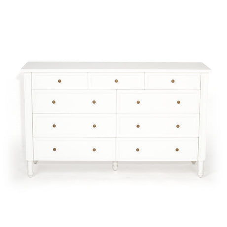 Hampton Dresser - Weathered Oak with Nine Drawers - 1.54m – White