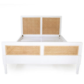 Hampton Mahogany Cane Bed – Queen Size – White - 1.65m