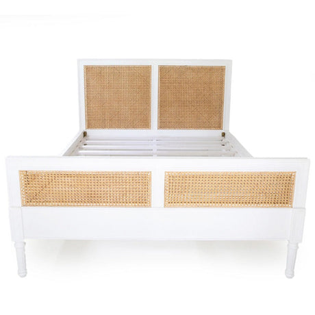Hampton Mahogany Cane Bed – Queen Size – White - 1.65m