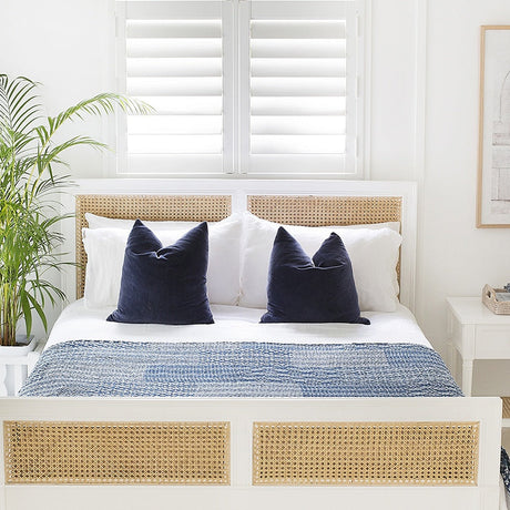 Hampton Mahogany Cane Bed – Queen Size – White - 1.65m