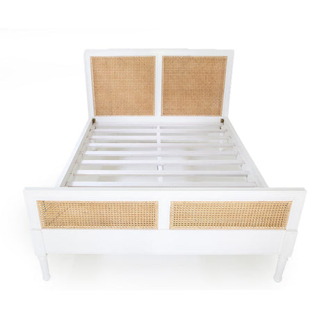 Hampton Mahogany Cane Bed – Queen Size – White - 1.65m