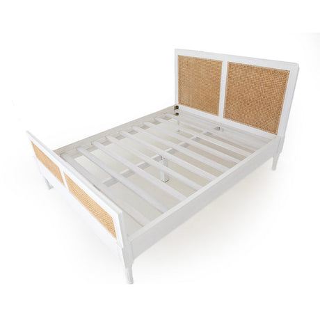 Hampton Mahogany Cane Bed – Queen Size – White - 1.65m