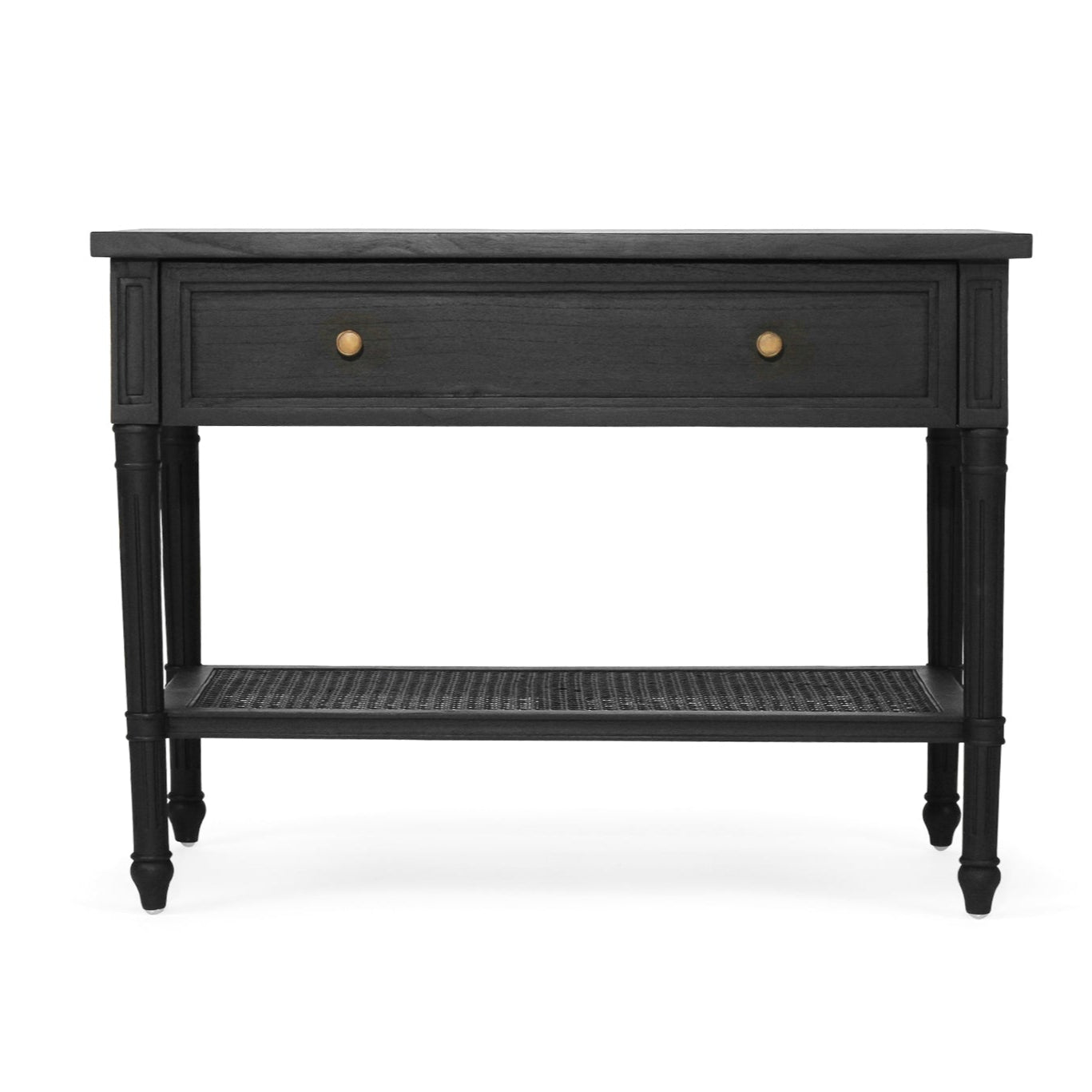 Hampton Mindi Wood Bedside Table/ Nightstand –  Black– 0.91m