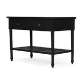 Hampton Mindi Wood Bedside Table/ Nightstand –  Black– 0.91m